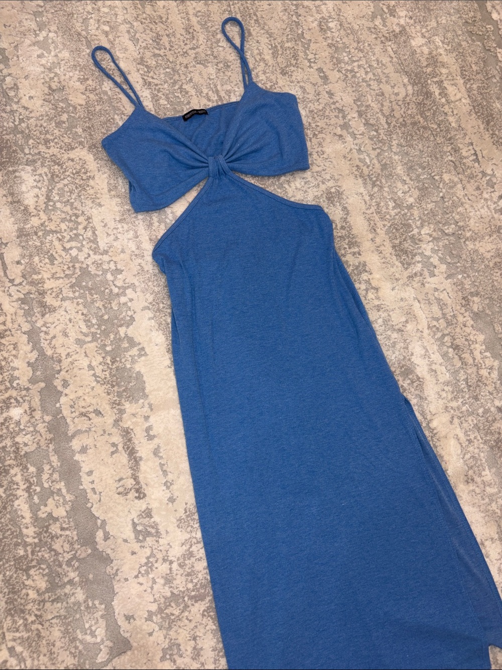 Blue Twist-Front Cutout Maxi Dress